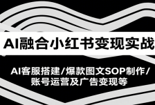 AI融合小红书变现实战课，AI客服搭建/爆款图文SOP制作/账号运营及广告变现