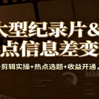 大型纪录片&热点信息差变现：原创文案+剪辑实操+热点选题+收益开通，快速起