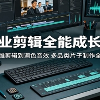 专业剪辑全能成长课：从思维剪辑到调色音效，多品类片子制作全精通