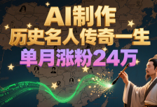 暴力起号！用AI制作历史名人传奇一生，单月涨粉24万，涨粉+变现赛道黑马来