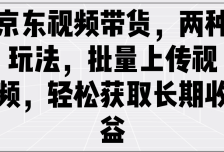 京东视频带货，两种玩法，批量上传视频，轻松获取长期收益