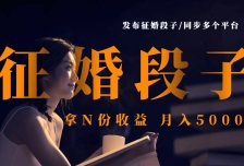 发布征婚段子，同步多个平台，拿N份收益，月入5000+