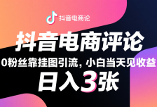 抖音电商评论，0粉丝靠挂图引流，被动赚抖音搜索佣金，小白当天见收益，日