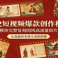 文史短视频爆款创作秘籍：四大模块完整复刻国风高流量短片制作