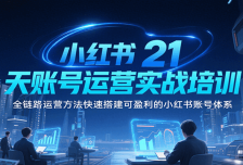 小红书21天账号运营实战培训，全链路运营方法快速搭建可盈利的小红书账号体
