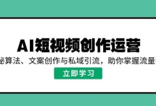 AI短视频创作运营，揭秘算法、文案创作与私域引流，助你掌握流量密码