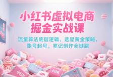 小红书虚拟电商掘金实战课，流量算法底层逻辑，选品黄金策略， 起号，笔记