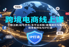 跨境电商线上课，下载注册/起号养号/多平台关联/直播成交与售后，IP打造与