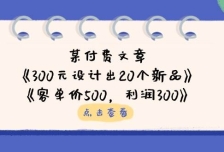 公众号付费文章：《300元设计出20个新品》+《客单价500，利润300》