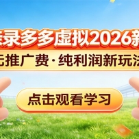 拼多多虚拟电商新玩法，0推广费0成本启动，专为新手打造