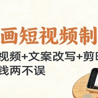手绘画短视频制作课：生图生视频+文案改写+剪映变现，涨粉赚钱两不误