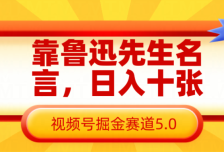 靠鲁迅先生名言，日入十张长期简单高效，视频号掘金赛道5.0