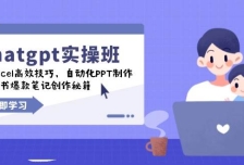 chatgpt实战班，学Excel高效技巧，自动化PPT制作，小红书爆款笔记创作秘籍