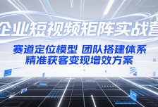 企业短视频矩阵实战营：赛道定位模型+团队搭建体系+精准获客变现增效方案