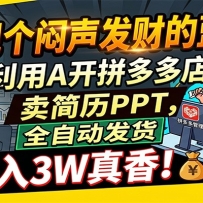 闷声发财的蓝海：利用AI开拼多多店卖简历PPT，全自动发货，月入3W真香
