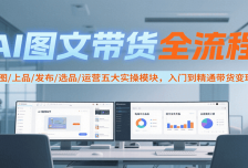 AI图文带货全流程，制图/上品/发布/选品/运营五大实操模块，入门到精通带货
