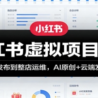 小红书虚拟项目8.0：从选品发布到整店运维，AI原创+云端发货实操