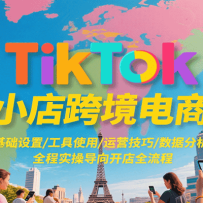TikTok小店跨境电商，基础设置/工具使用/运营技巧/数据分析，全程实操导向