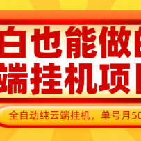 小白也能做的云端挂机项目无需操作，云端挂机，支持批量，单号月50-100，完