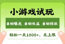 火爆项目小游戏试玩，轻松日入1000+，收益无上限，全新市场！