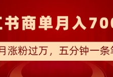 小红书商单最新玩法，半个月涨粉过万，五分钟一条笔记，月入7000+
