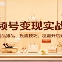 视频号变现实战课：流量逻辑、选品排品、投流技巧，覆盖开店到复盘全流程