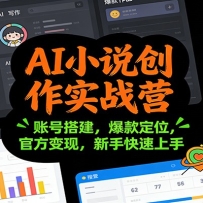 AI小说创作实战营：账号搭建，爆款定位，官方变现，新手快速上手
