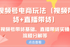 视频号电商玩法（视频带货+直播带货）含视频号带货基础、直播带货实操流程