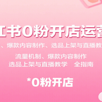 小红书0粉开店运营课：流量机制、爆款内容制作、选品上架与直播教学全指南