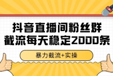 抖音直播间粉丝群截流，稳定采集数据全行业通用 2000+数据一天