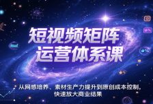 短视频矩阵运营体系课，从网感培养、素材生产力提升到原创成本控制，快速放