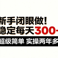 新手闭眼做，稳定每天300+，超级简单，实操两年多 ！