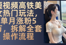 最新爆款短视频高铁美女玩法，一周涨粉5万+，每天稳定变现1000+实战教程