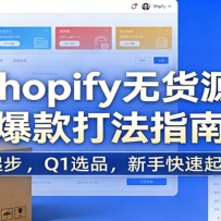 Shopify无货源爆款掘金课：0-1k起步 ，Q1选品，新手快速起店盈利