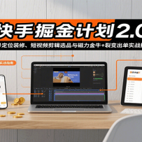 快手掘金计划2.0，账号定位装修、短视频剪辑选品与磁力金牛+裂变出单实战指