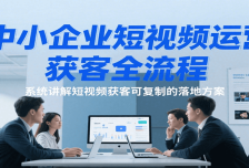 中小企业短视频运营获客全流程，系统讲解短视频获客可复制的落地方案