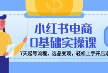 小红书电商0基础实操课，7天起号流程，选品变现，轻松上手开店运营