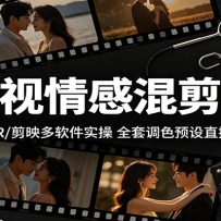 影视情感混剪课：AE/PR/剪映多软件实操，全套调色预设直接套用
