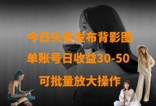 今日头条发布背影图 单账号日收益30-50 可放大操作
