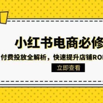 小红书电商必修课：付费投放全解析，快速提升店铺ROI与转化率
