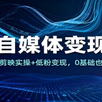 AI自媒体变现课：平台选择+剪映实操+低粉变现，0基础也能稳定赚钱