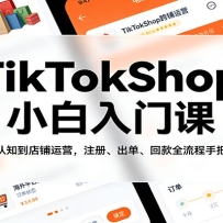 TikTokShop小白入门课：从平台认知到店铺运营，注册、出单、回款全流程手把