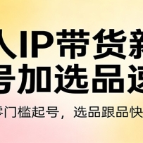 个人IP带货新人起号加选品速成：新人零门槛起号，选品跟品快速出单