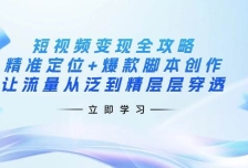 短视频变现全攻略：精准定位+爆款脚本创作，让流量从泛到精层层穿透