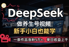 DeepSeek+既梦Ai生成养生视频，5分钟一条，条条爆款，轻松日入300+