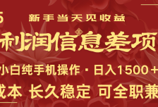 日入2000+ 全网独家 利润超级高的信息差项目 新人当天收益  纯手机操作